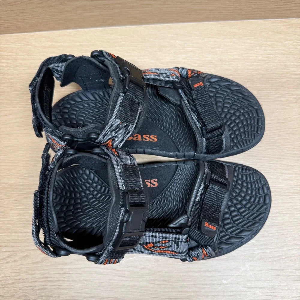 Bass Kyle Kids Sandals Size 1M Black Orange‎ Grey Strappy Sport Hiking Outdoor